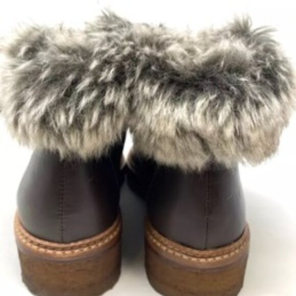 Botkier Winter Faux Fur Trim Gum Sole Women's Boot Brown Leather Upper Size 8 - Picture 5 of 7